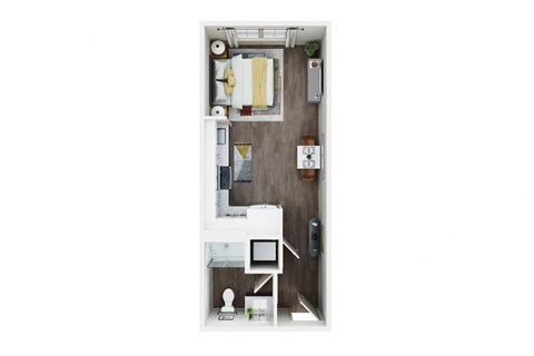 Floor plan for studio, 1 bath, 375 sqft